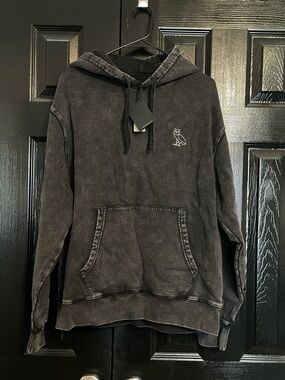 OVO BNWT Men’s Washed Black Hoodie with Owl Emblem
